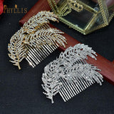 Korea Leaf Wedding Hair Comb Crystal Tiara Rhinestone Hair Clips