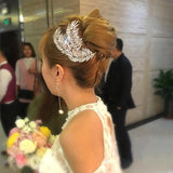 Korea Leaf Wedding Hair Comb Crystal Tiara Rhinestone Hair Clips