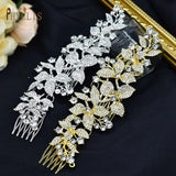 Korea Leaf Wedding Hair Comb Crystal Tiara Rhinestone Hair Clips