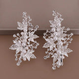 Silver Pearl Rhinestones Leaf Hair Clip Bridal Headpiece Hair Accessories