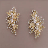Silver Pearl Rhinestones Leaf Hair Clip Bridal Headpiece Hair Accessories