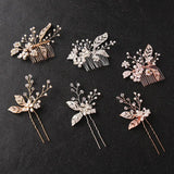 Crystal Pearls Bridal Hair Comb Set Bridesmaids Hair Jewelry