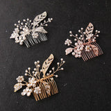 Crystal Pearls Bridal Hair Comb Set Bridesmaids Hair Jewelry