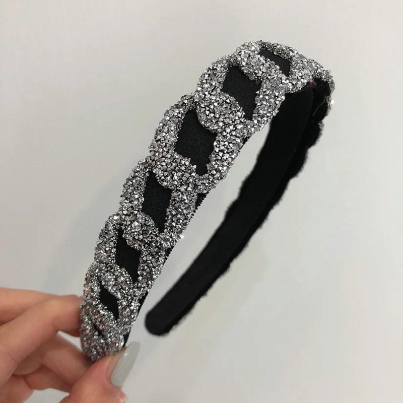 Geometric Rhinestone Headband Velvet Headwear