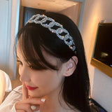 Geometric Rhinestone Headband Velvet Headwear