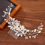 Silver Rhinestone Hair Comb Headband Bridal Jewelry