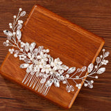 Silver Rhinestone Hair Comb Headband Bridal Jewelry