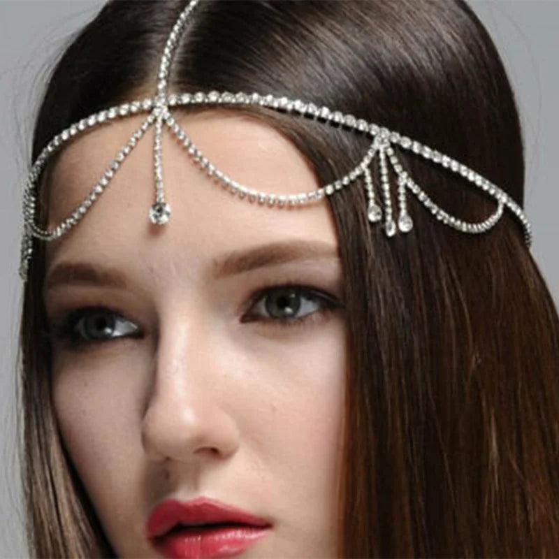 Boho Crystal Forehead Hair Accessories for Women Wedding