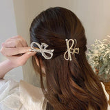 Hollow Out Crab Hair Clip Bow Crystal Hairpins Girl Sweet Hair Accessories