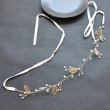 Ribbon Crystal Leaf Headbands Women Wedding Hair Jewelry Accessories