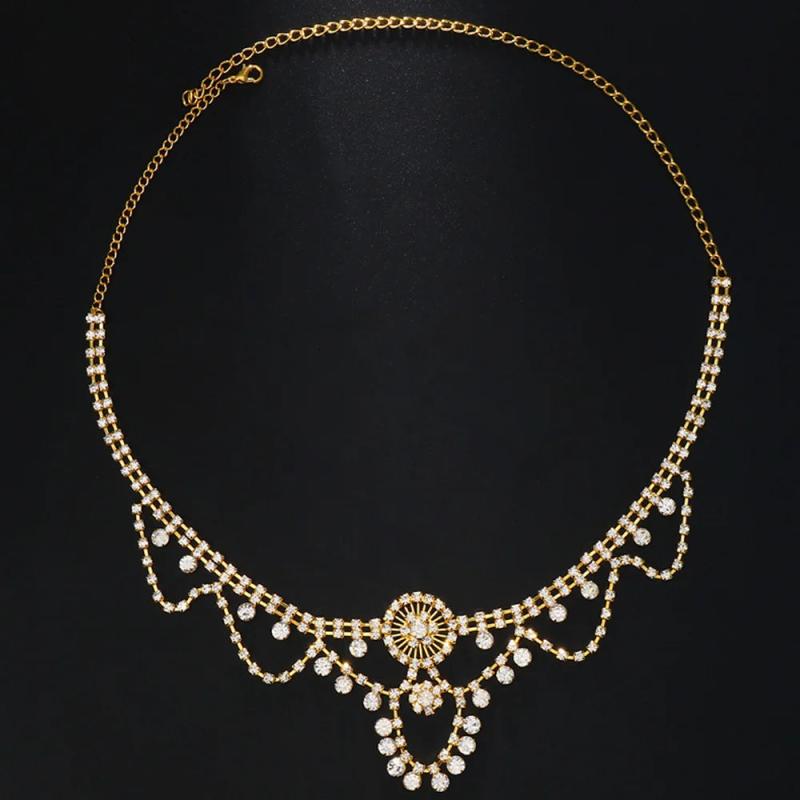 Stonefans Boho Crystal Forehead Chain Bridal Headband for Women