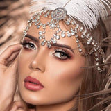 Stonefans Boho Crystal Forehead Chain Bridal Headband for Women