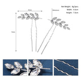 Efily Silver Leaf Crystal Bridal Hair Pins 2pcs/set Wedding Hair Accessories