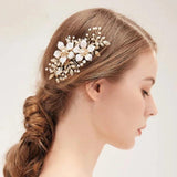 Pearl Wedding Bridal Hair Accessories Floral Hair Combs Women Party Hairpins