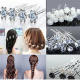 40Pcs Rhinestone Crystal Pearl Flower Hair Pins Bridal Wedding Accessories