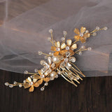 Golden Flowers Crystal Wedding Hair Comb