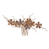 Golden Flowers Crystal Wedding Hair Comb