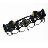 Elastic Crown Flower Lace Headband Faux Pearl Tassel Hairband