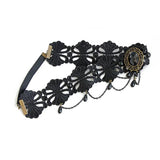 Elastic Crown Flower Lace Headband Faux Pearl Tassel Hairband