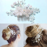 Pearl Crystal Bridal Hair Comb Clip Pin Wedding Flower Headdress