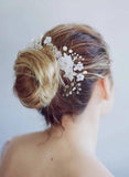 Pearl Crystal Bridal Hair Comb Clip Pin Wedding Flower Headdress