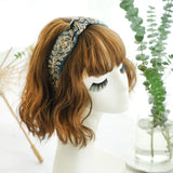 Vintage Satin Floral Embroidery Knotted Headband Women Lady Bridal Wedding Party