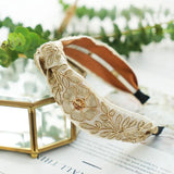 Vintage Satin Floral Embroidery Knotted Headband Women Lady Bridal Wedding Party