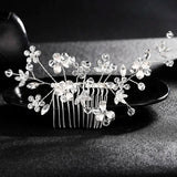 Bride Wedding Hair Comb Leaves Flowers Crystal Rhinestones Hair Accessories