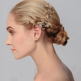 Bride Wedding Hair Comb Leaves Flowers Crystal Rhinestones Hair Accessories