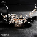 Bride Wedding Hair Comb Leaves Flowers Crystal Rhinestones Hair Accessories