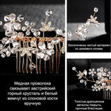 Bride Wedding Hair Comb Leaves Flowers Crystal Rhinestones Hair Accessories