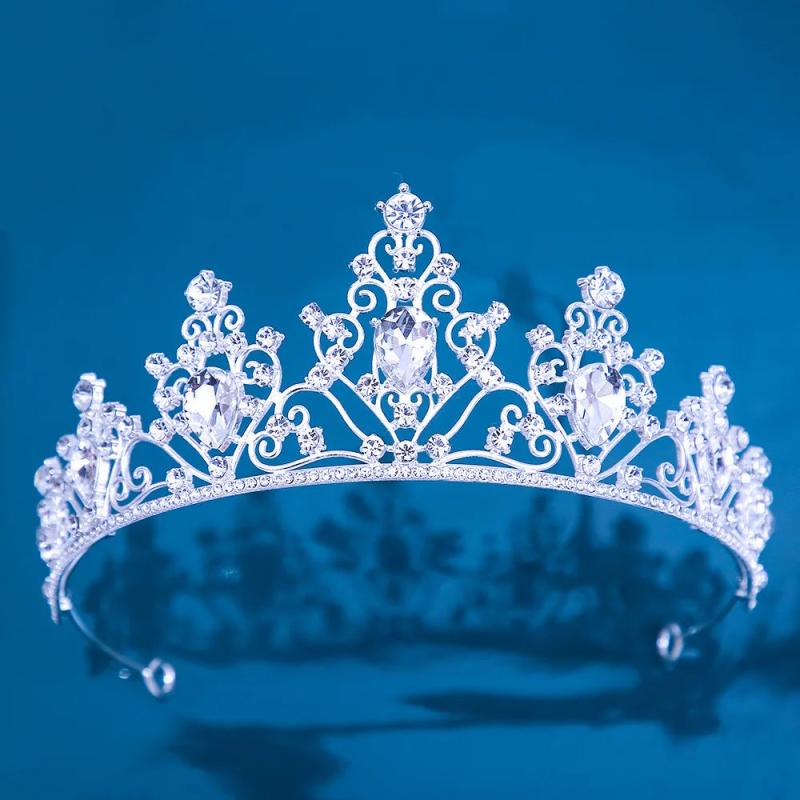 Baroque Vintage Girls Crystal Crown Hair Jewelry Tiara Women Birthday Party