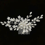 Crystal Rhinestones Flower Leaf Bridal Hair comb Wedding Headpiece