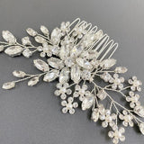 Crystal Rhinestones Flower Leaf Bridal Hair comb Wedding Headpiece