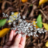 Crystal Rhinestones Flower Leaf Bridal Hair comb Wedding Headpiece