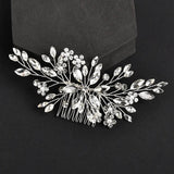 Crystal Rhinestones Flower Leaf Bridal Hair comb Wedding Headpiece
