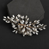 Crystal Rhinestones Flower Leaf Bridal Hair comb Wedding Headpiece