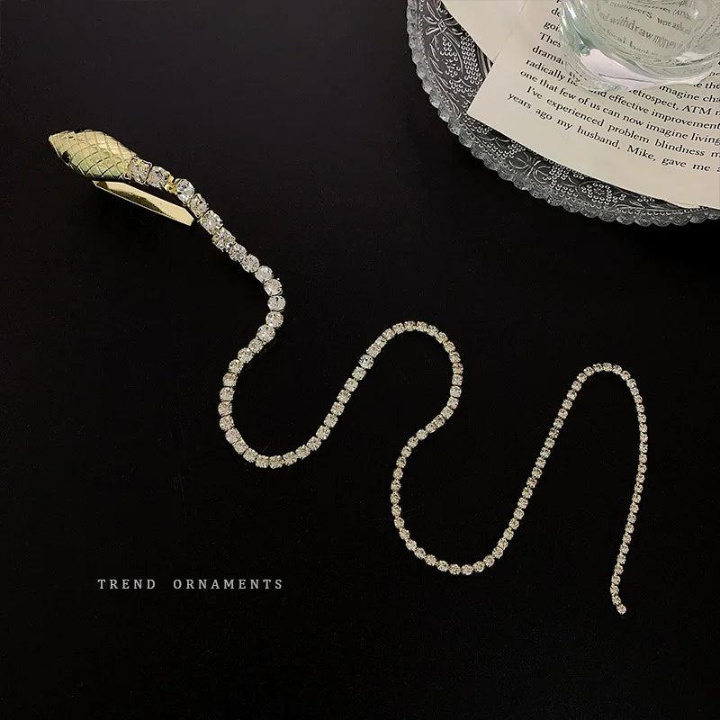 Crystal Snake Hair Clip Women Girls Barrette Hairpin Ponytail Head Accessory