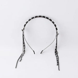 Metal Rhinestone Fringe Hair Hoop for Women