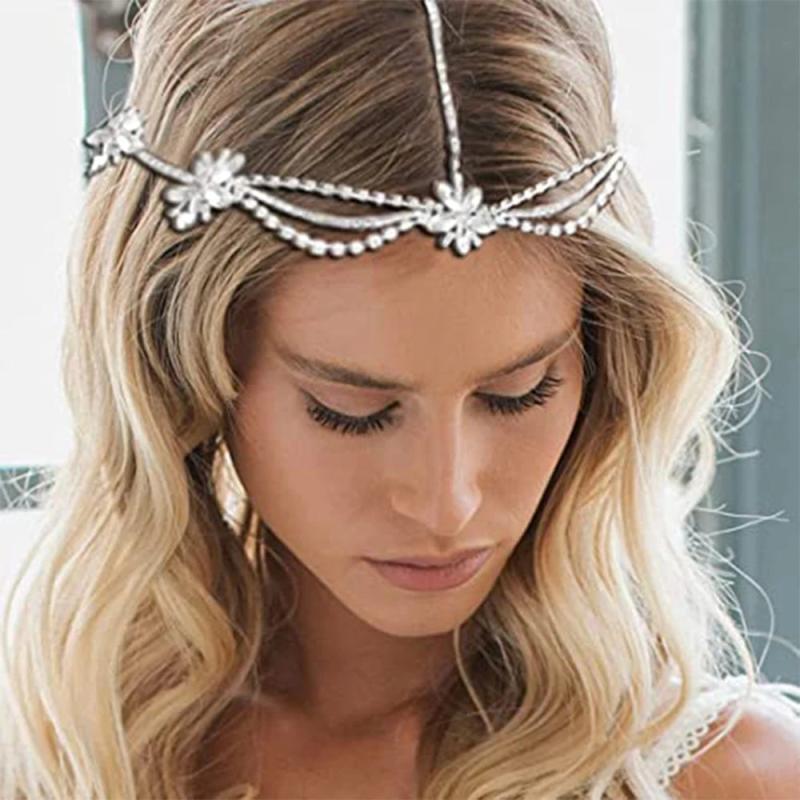 Stonefans Brinie Boho Head Chain Crystal Pendant Hair Piece Layered