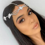 Stonefans Brinie Boho Head Chain Crystal Pendant Hair Piece Layered