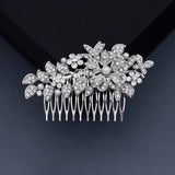 Bridal Wedding Hair Comb Clips Rhinestone Silver Headpiece Jewelry