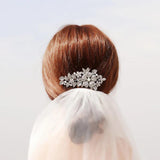 Bridal Wedding Hair Comb Clips Rhinestone Silver Headpiece Jewelry