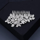 Bridal Wedding Hair Comb Clips Rhinestone Silver Headpiece Jewelry