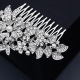 Bridal Wedding Hair Comb Clips Rhinestone Silver Headpiece Jewelry