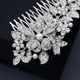 Bridal Wedding Hair Comb Clips Rhinestone Silver Headpiece Jewelry