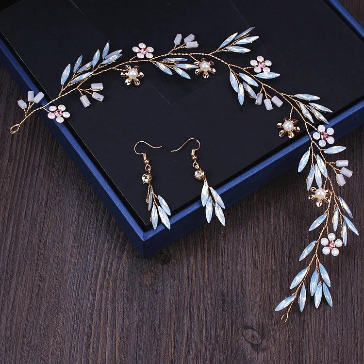 Flower Headband Earrings Set for Wedding