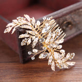 Leaf Pearl Rhinestone Bridal Hair Comb Wedding Headpiece