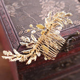 Leaf Pearl Rhinestone Bridal Hair Comb Wedding Headpiece