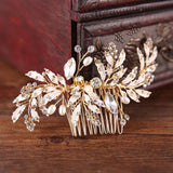 Leaf Pearl Rhinestone Bridal Hair Comb Wedding Headpiece